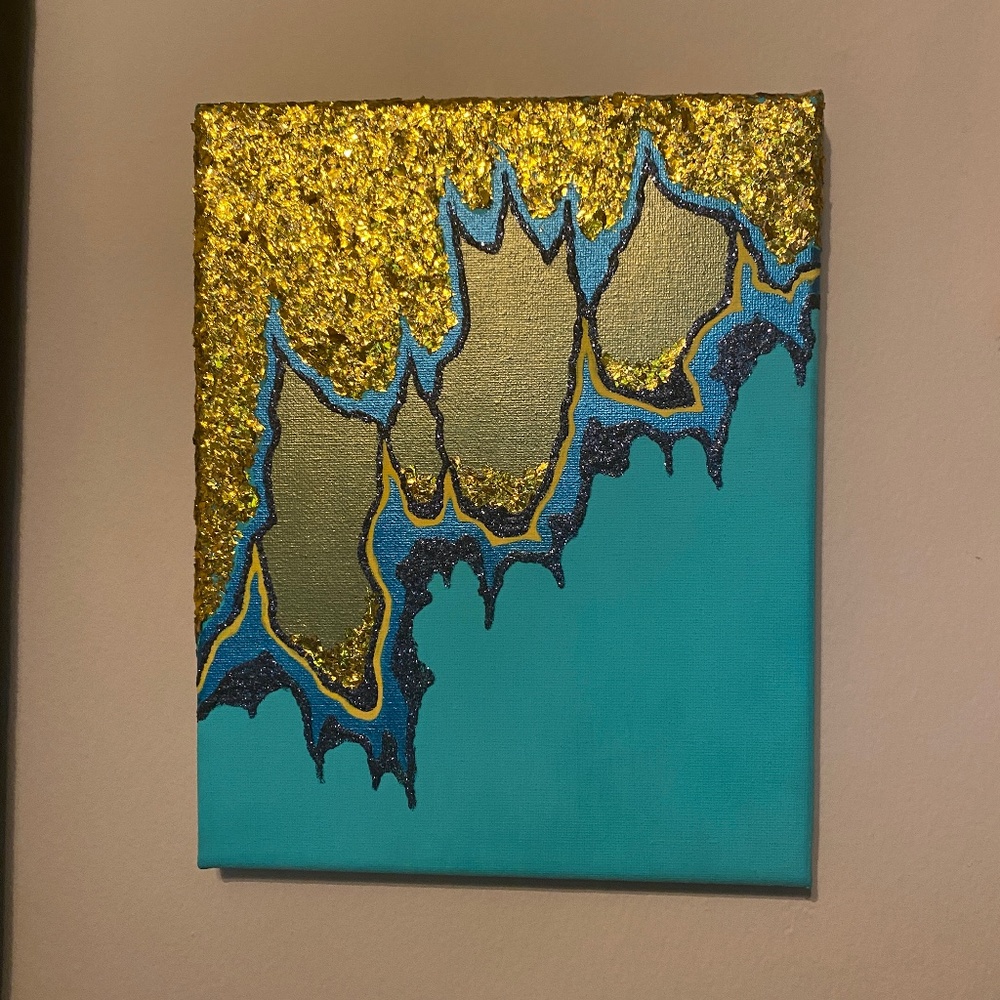 Abstract Painting with Gold Leaf